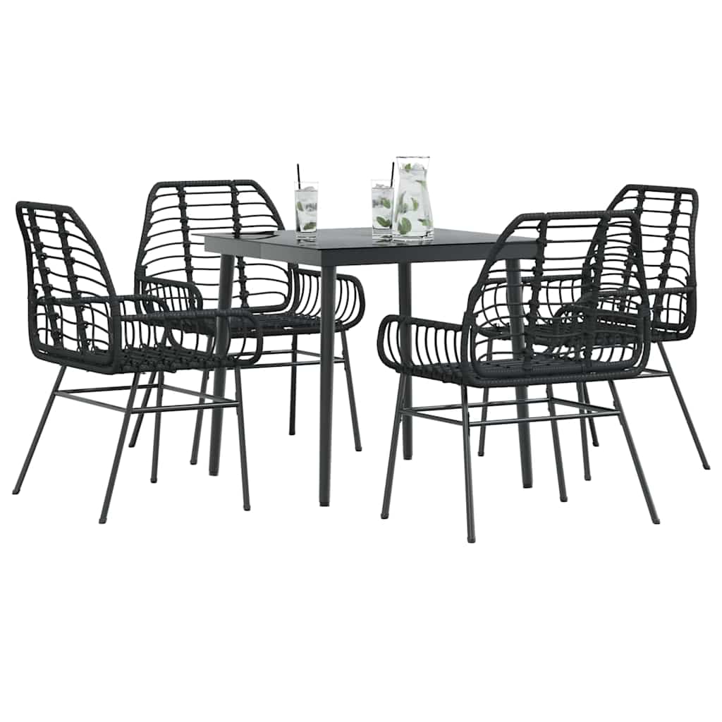 5-Delige Tuinset Met Kussens Poly Rattan Glas