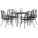 5-Delige Tuinset Met Kussens Poly Rattan Glas