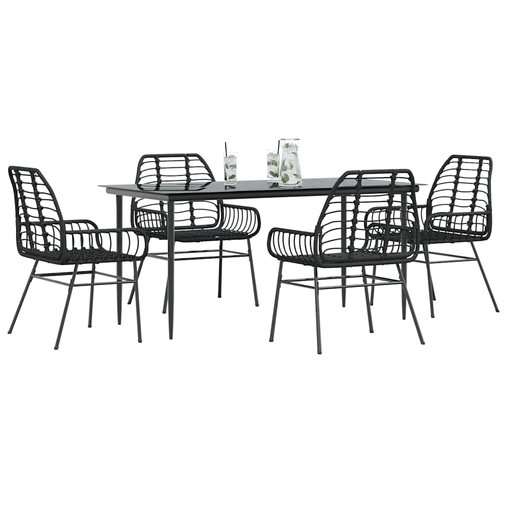 5-Delige Tuinset Met Kussens Poly Rattan Glas