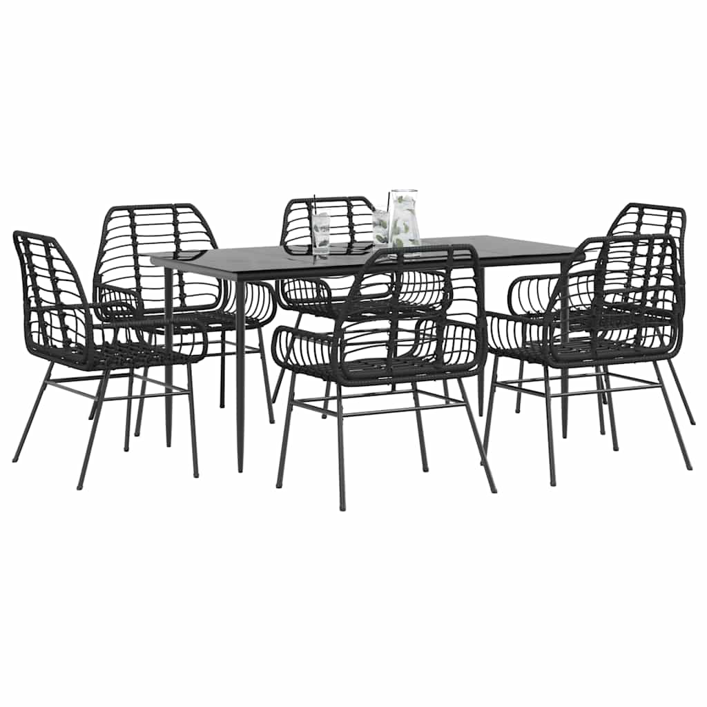 5-Delige Tuinset Met Kussens Poly Rattan Glas