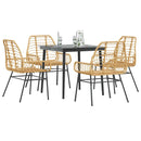 5-Delige Tuinset Met Kussens Poly Rattan Glas