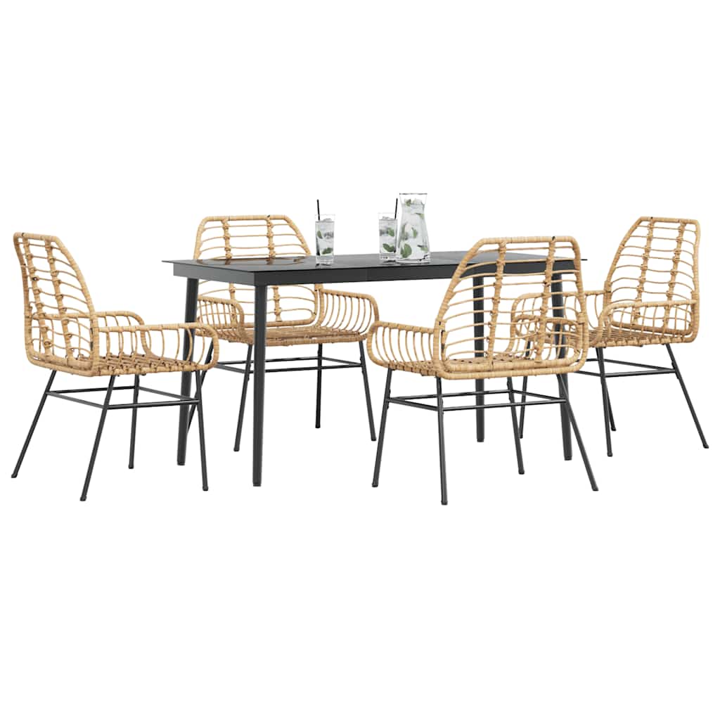 5-Delige Tuinset Met Kussens Poly Rattan Glas