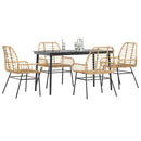 5-Delige Tuinset Met Kussens Poly Rattan Glas