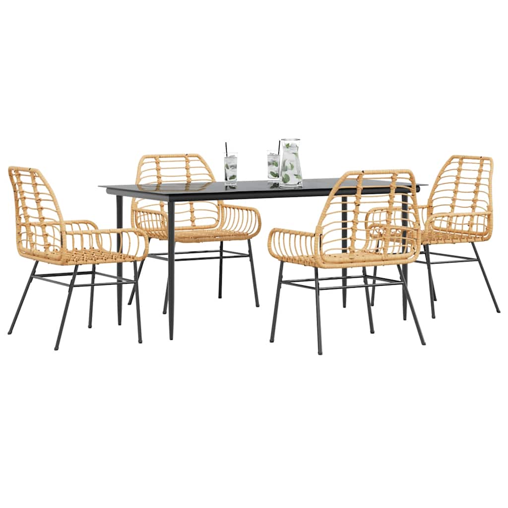 5-Delige Tuinset Met Kussens Poly Rattan Glas