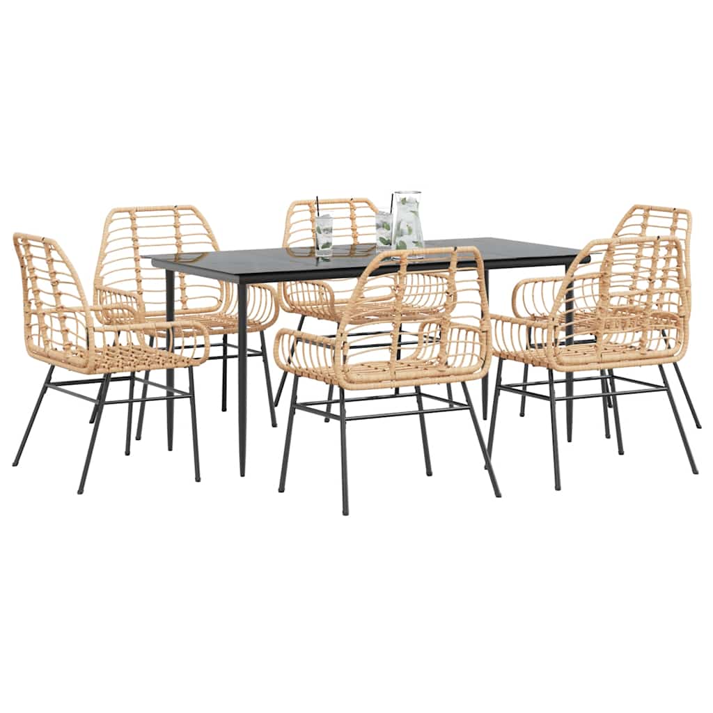 5-Delige Tuinset Met Kussens Poly Rattan Glas