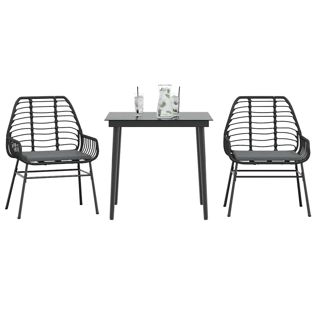 5-Delige Tuinset Met Kussens Poly Rattan Glas