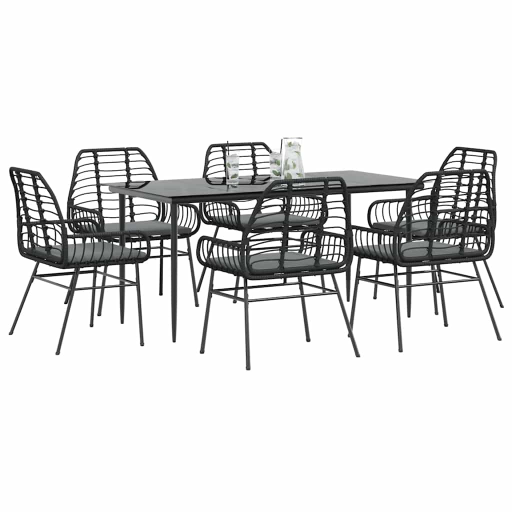 5-Delige Tuinset Met Kussens Poly Rattan Glas