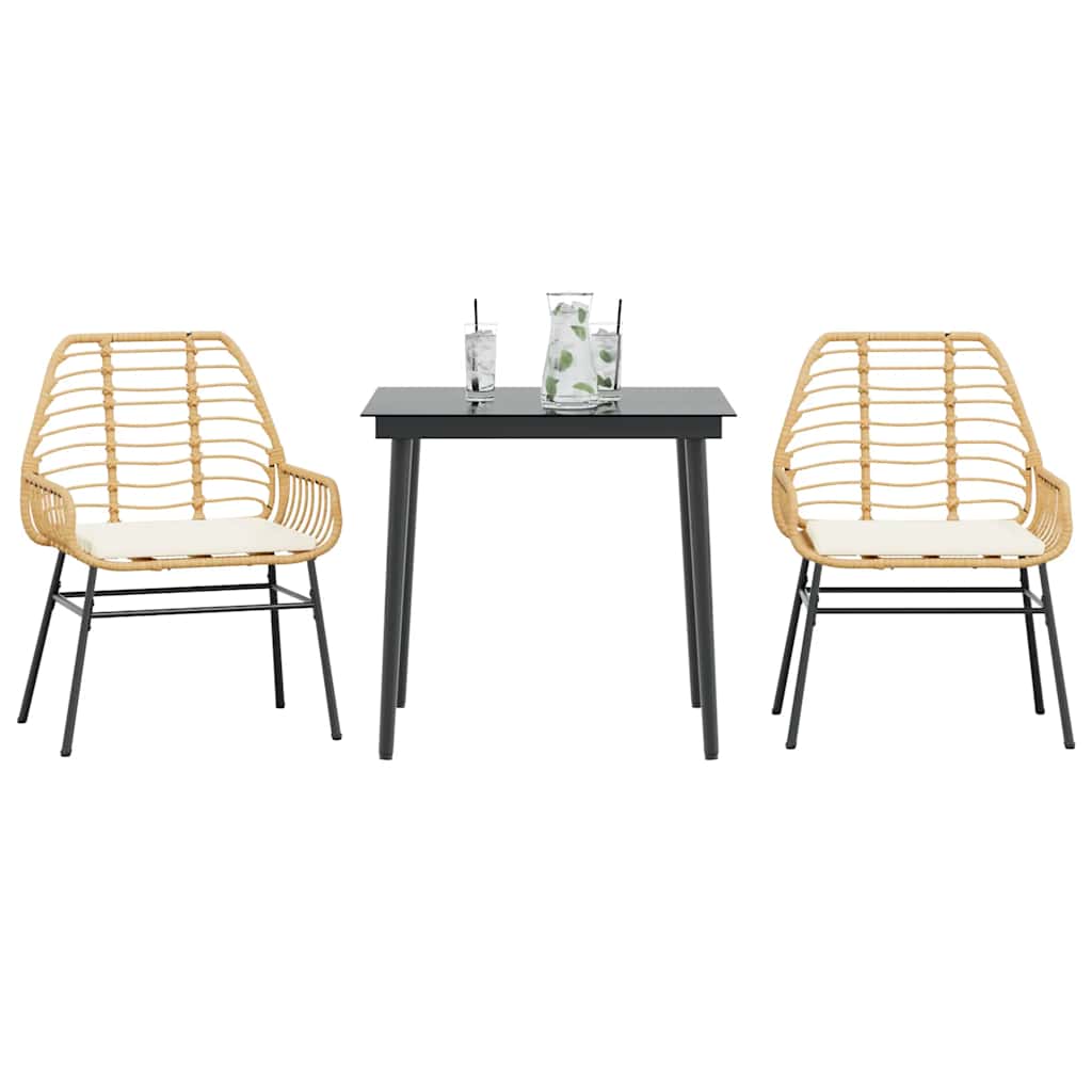 5-Delige Tuinset Met Kussens Poly Rattan Glas