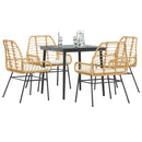 5-Delige Tuinset Met Kussens Poly Rattan Glas