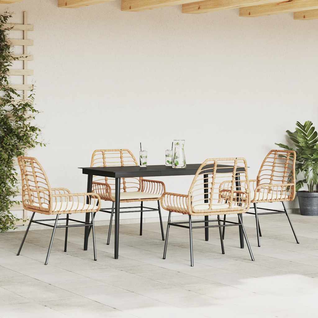 5-Delige Tuinset Met Kussens Poly Rattan Glas