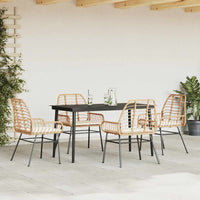 5-Delige Tuinset Met Kussens Poly Rattan Glas