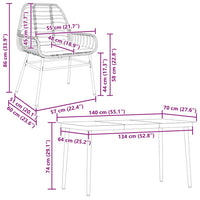 5-Delige Tuinset Met Kussens Poly Rattan Glas