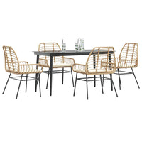 5-Delige Tuinset Met Kussens Poly Rattan Glas