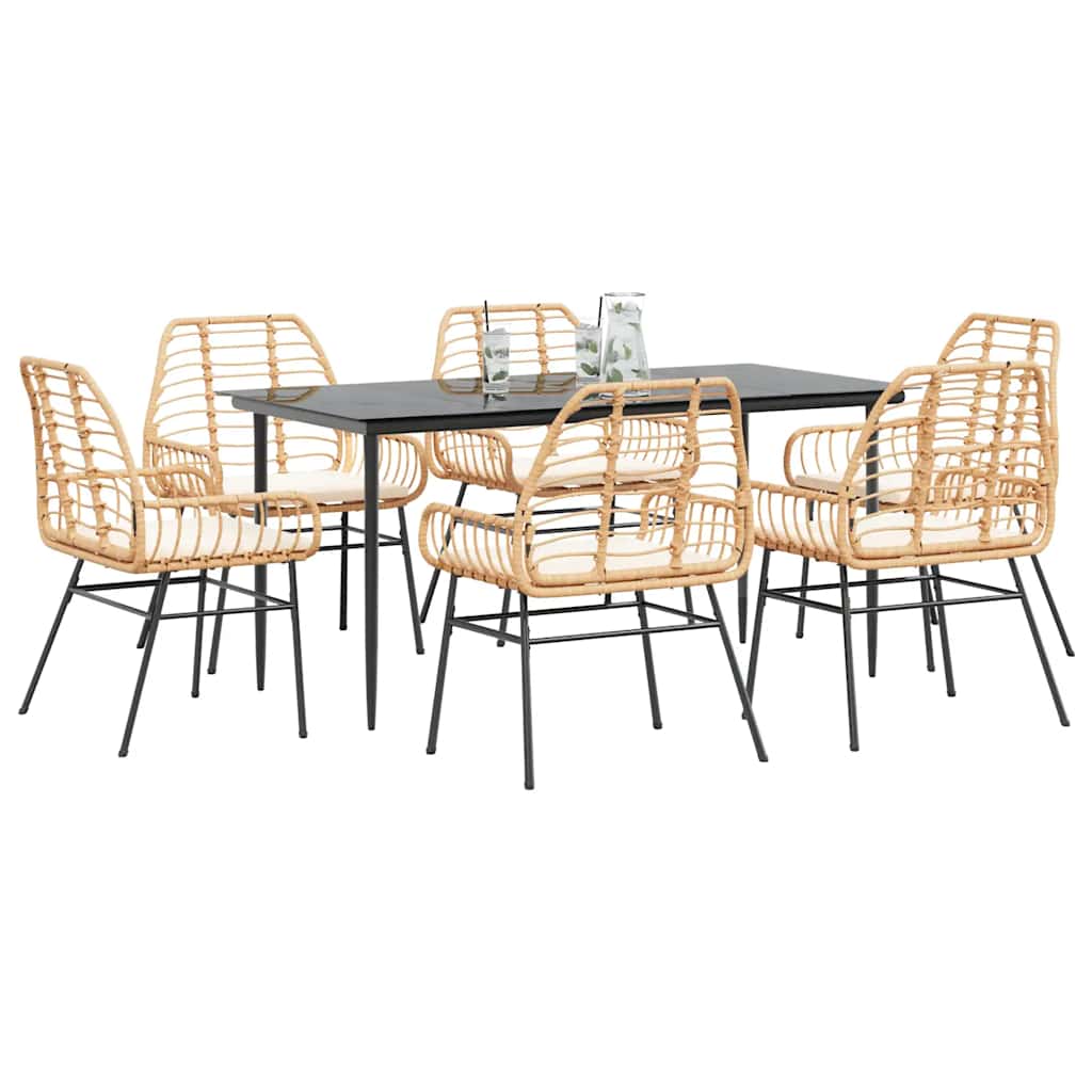 5-Delige Tuinset Met Kussens Poly Rattan Glas