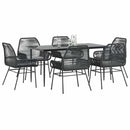 7-Delige Tuinset Met Kussens Poly Rattan Glas