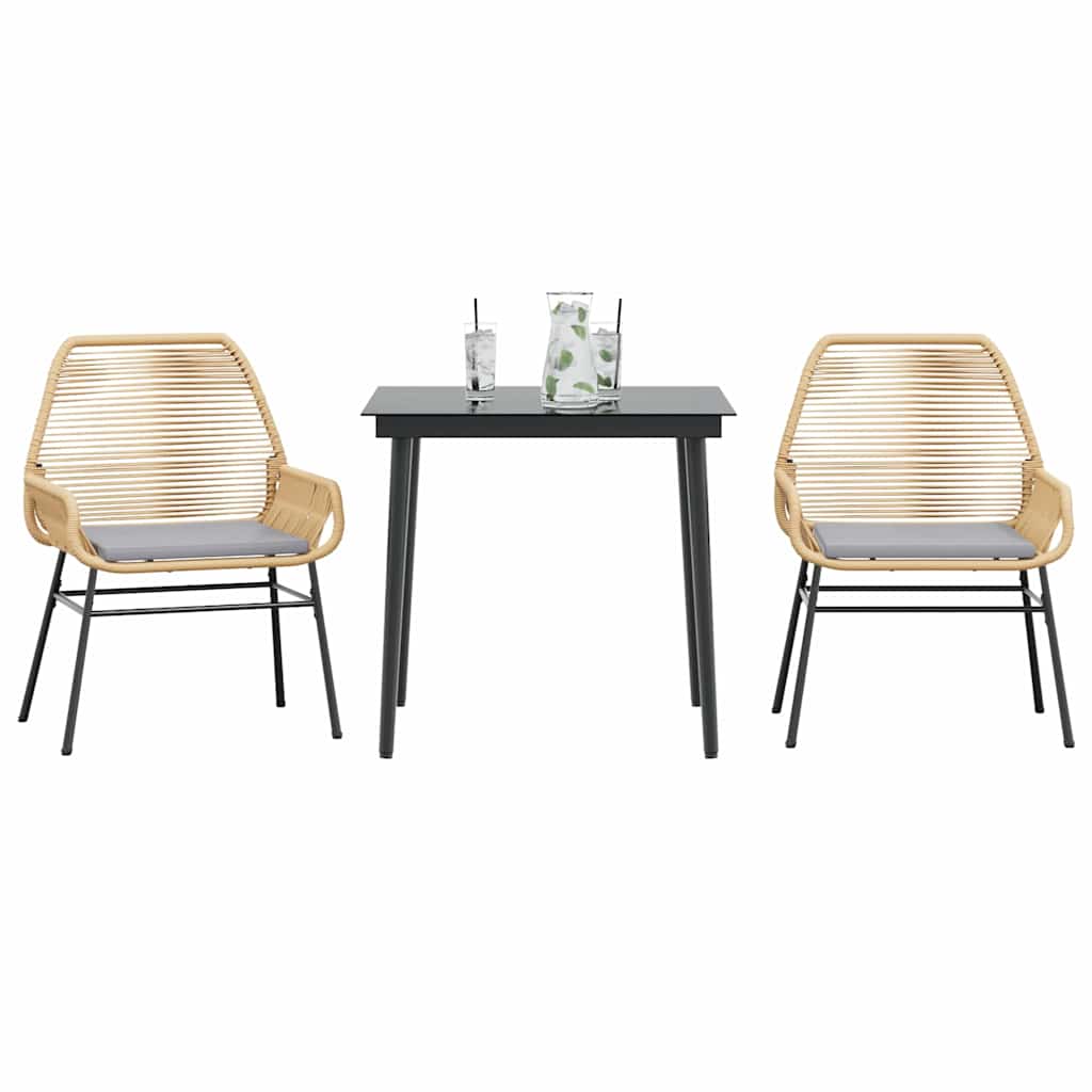 7-Delige Tuinset Met Kussens Poly Rattan Glas