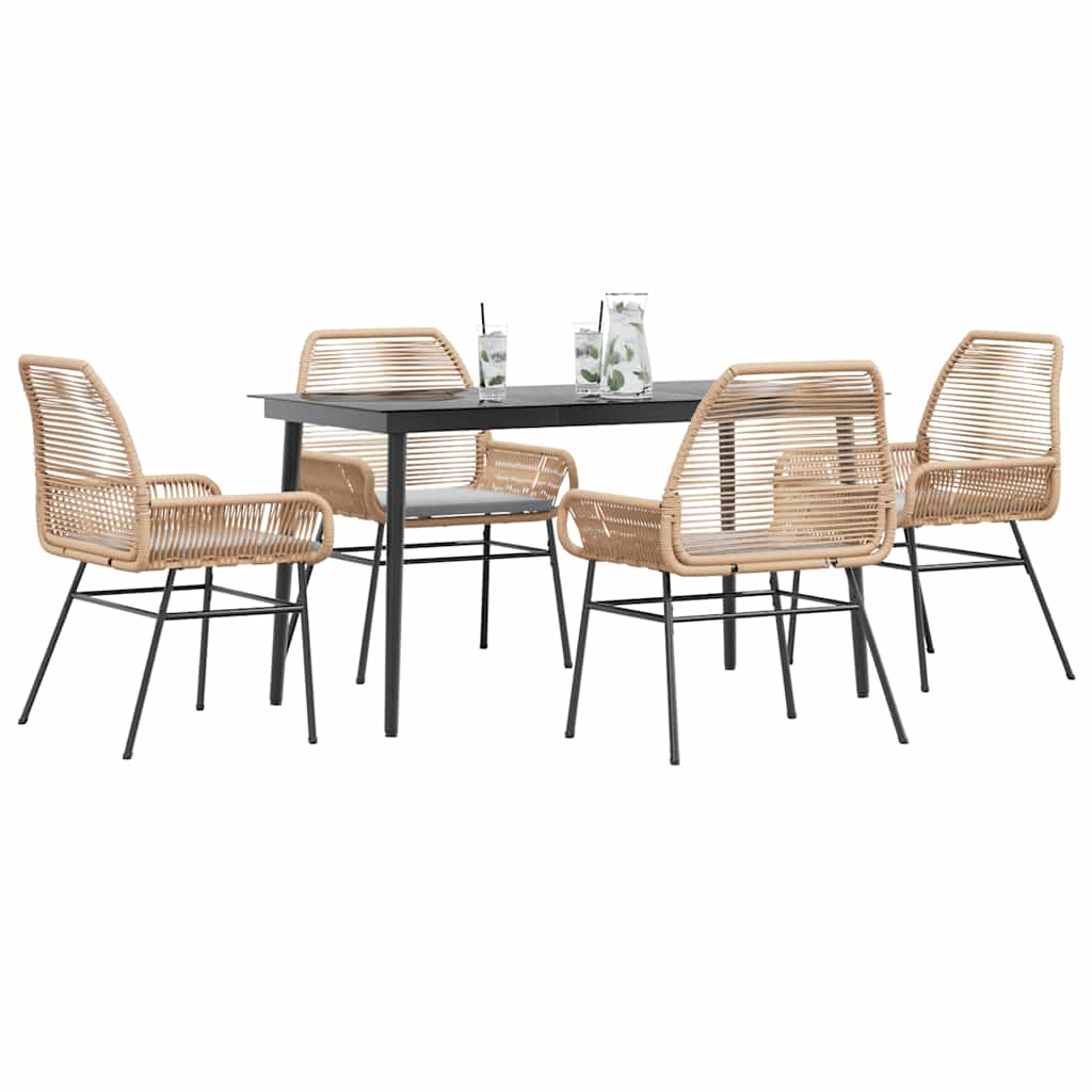 7-Delige Tuinset Met Kussens Poly Rattan Glas