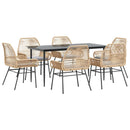 7-Delige Tuinset Met Kussens Poly Rattan Glas
