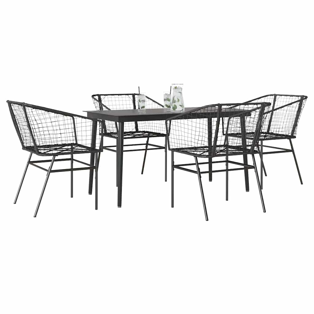 5-Delige Tuinset Met Kussens Poly Rattan Glas