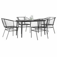 5-Delige Tuinset Met Kussens Poly Rattan Glas