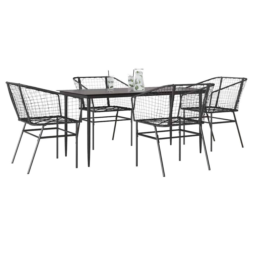 5-Delige Tuinset Met Kussens Poly Rattan Glas