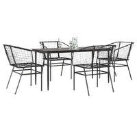 5-Delige Tuinset Met Kussens Poly Rattan Glas