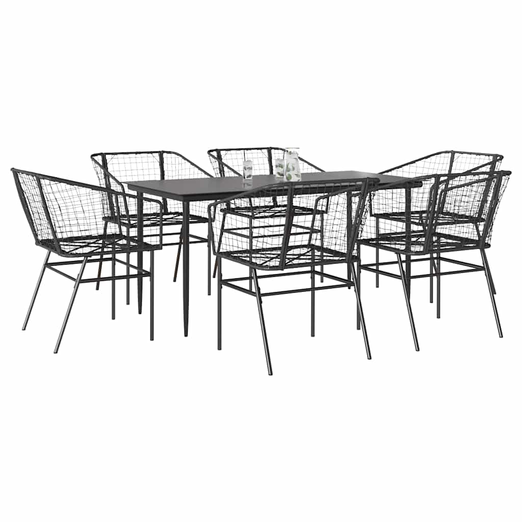 5-Delige Tuinset Met Kussens Poly Rattan Glas