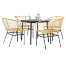 5-Delige Tuinset Met Kussens Poly Rattan Glas