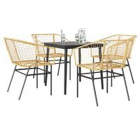 5-Delige Tuinset Met Kussens Poly Rattan Glas