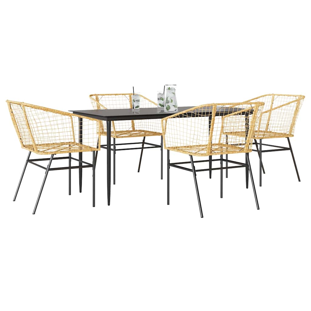 5-Delige Tuinset Met Kussens Poly Rattan Glas