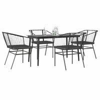 5-Delige Tuinset Met Kussens Poly Rattan Glas