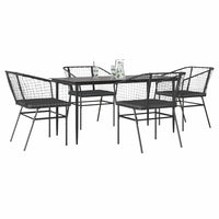 5-Delige Tuinset Met Kussens Poly Rattan Glas