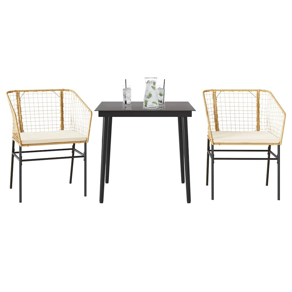 5-Delige Tuinset Met Kussens Poly Rattan Glas