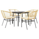 5-Delige Tuinset Met Kussens Poly Rattan Glas