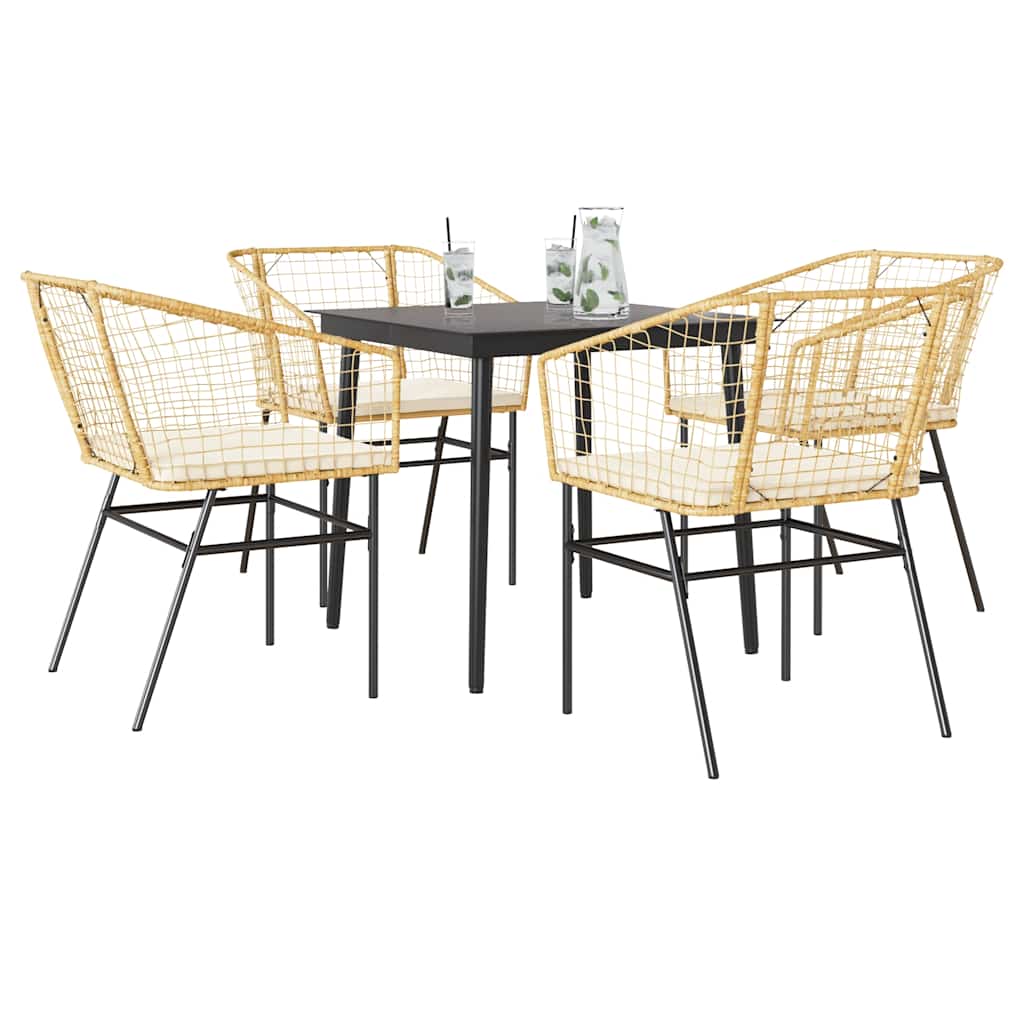5-Delige Tuinset Met Kussens Poly Rattan Glas