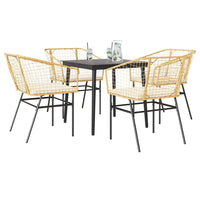 5-Delige Tuinset Met Kussens Poly Rattan Glas