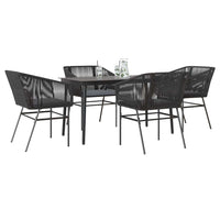 5-Delige Tuinset Met Kussens Poly Rattan Glas