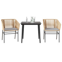 5-Delige Tuinset Met Kussens Poly Rattan Glas