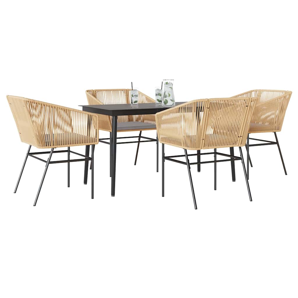 5-Delige Tuinset Met Kussens Poly Rattan Glas