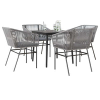 5-Delige Tuinset Met Kussens Poly Rattan Glas