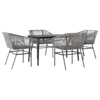 5-Delige Tuinset Met Kussens Poly Rattan Glas