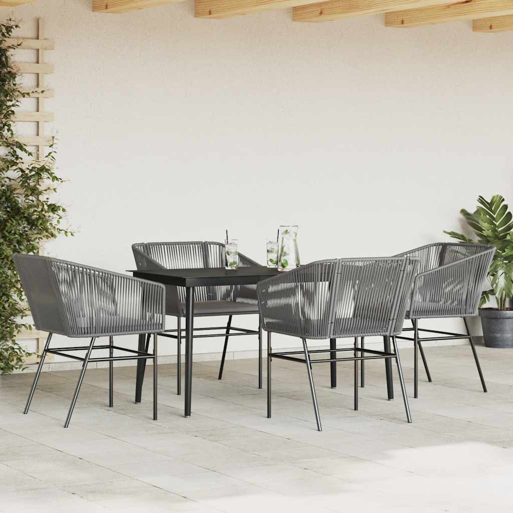 5-Delige Tuinset Met Kussens Poly Rattan Glas