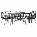 7-Delige Tuinset Met Kussens Poly Rattan Glas