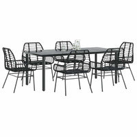 7-Delige Tuinset Met Kussens Poly Rattan Glas