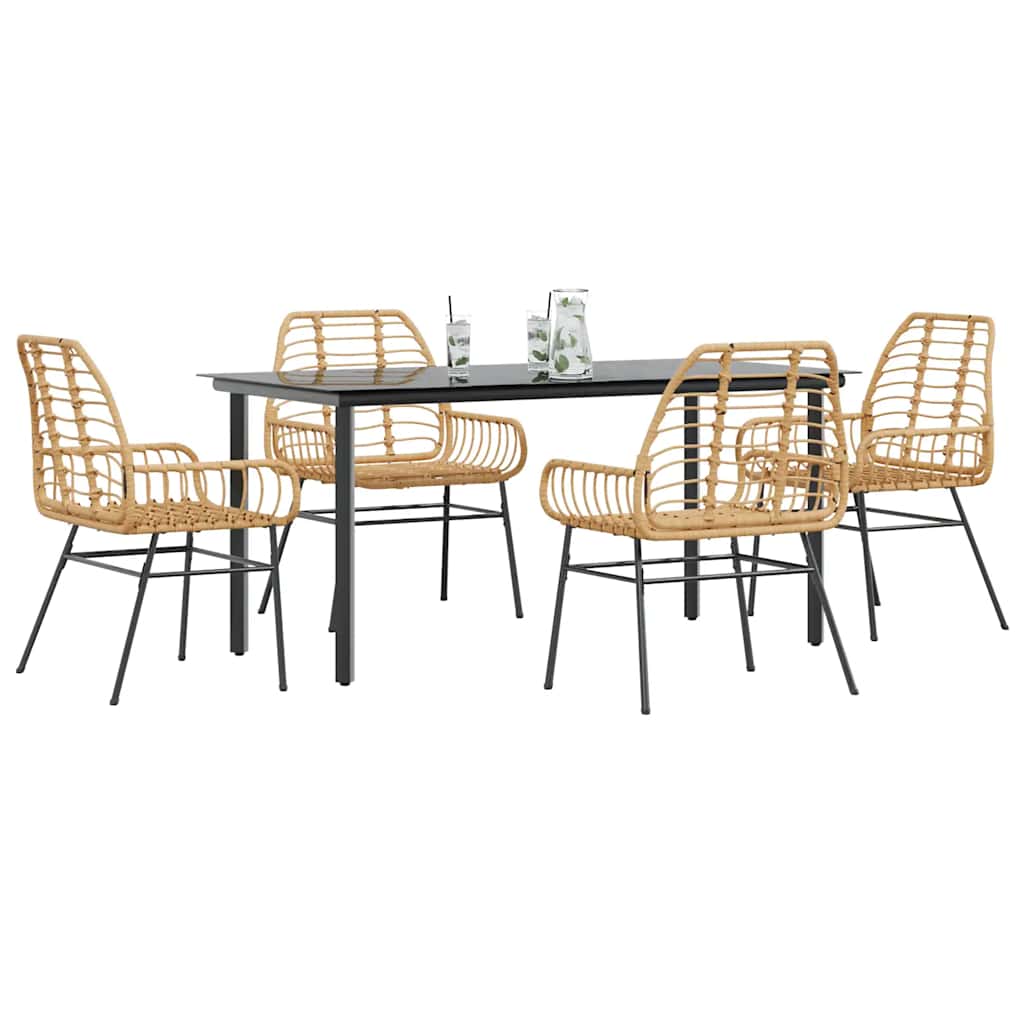7-Delige Tuinset Met Kussens Poly Rattan Glas