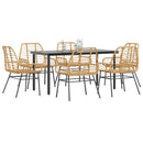7-Delige Tuinset Met Kussens Poly Rattan Glas