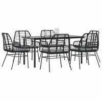 7-Delige Tuinset Met Kussens Poly Rattan Glas