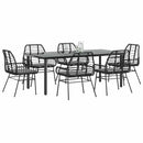 7-Delige Tuinset Met Kussens Poly Rattan Glas