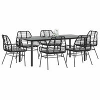 7-Delige Tuinset Met Kussens Poly Rattan Glas