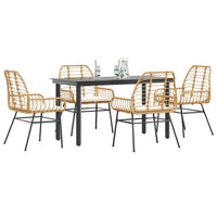 7-Delige Tuinset Met Kussens Poly Rattan Glas
